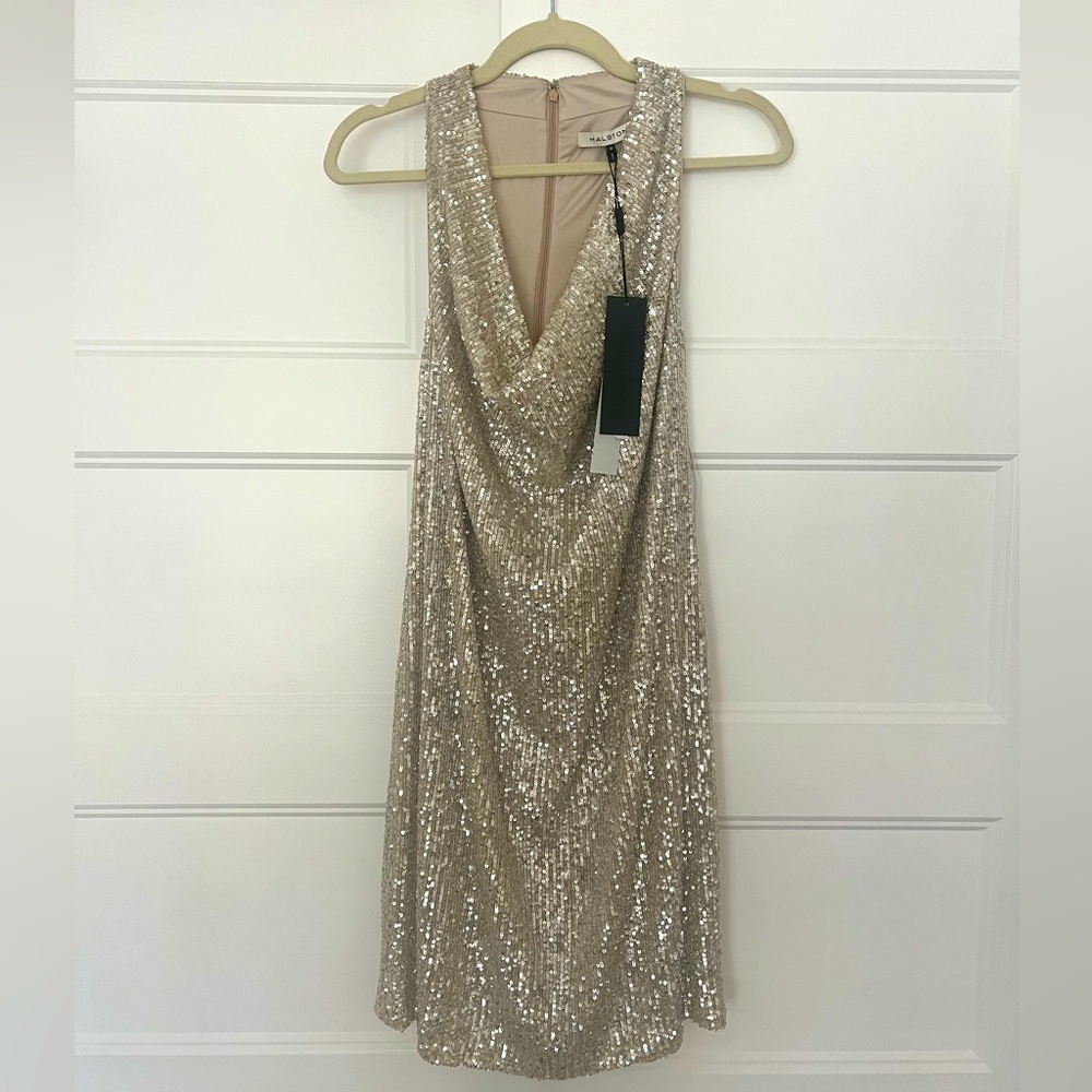 Halston sequins sleeveless dress